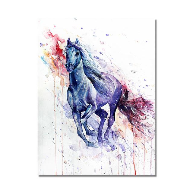 Акварель дикое животное абстрактная бегущая лошадь холст картина плакат Декор принты настенные художественные фотографии гостиная украшение дома