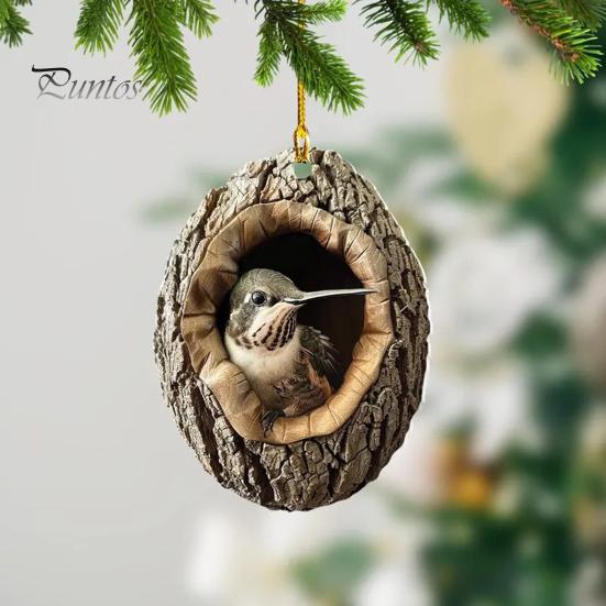 Рождественский орнамент в виде животного, 2D акриловый кулон, украшение в виде лесного животного, деревенский овальный дизайн, сезонный декор для рождественской елки, сувениры на память о дикой природе