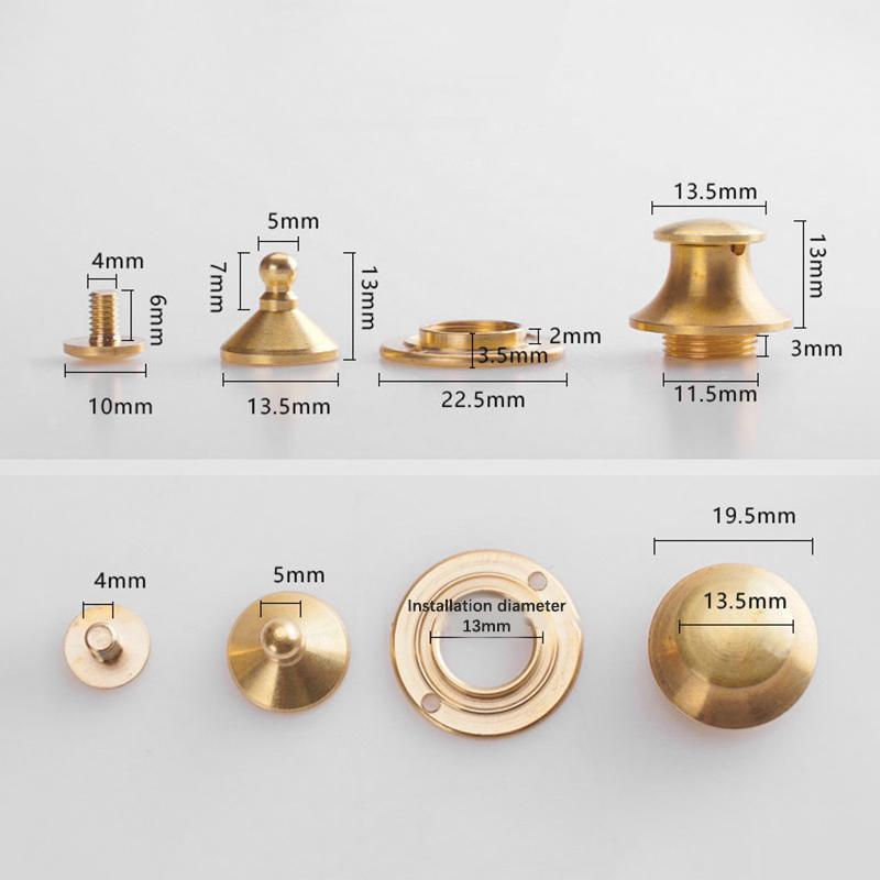 1 шт. Латунный замок для сумки, пружинная пряжка, чехол, металлическая вставка, замок, круглая головка, декор, DIY аксессуары, фурнитура для кожаных изделий