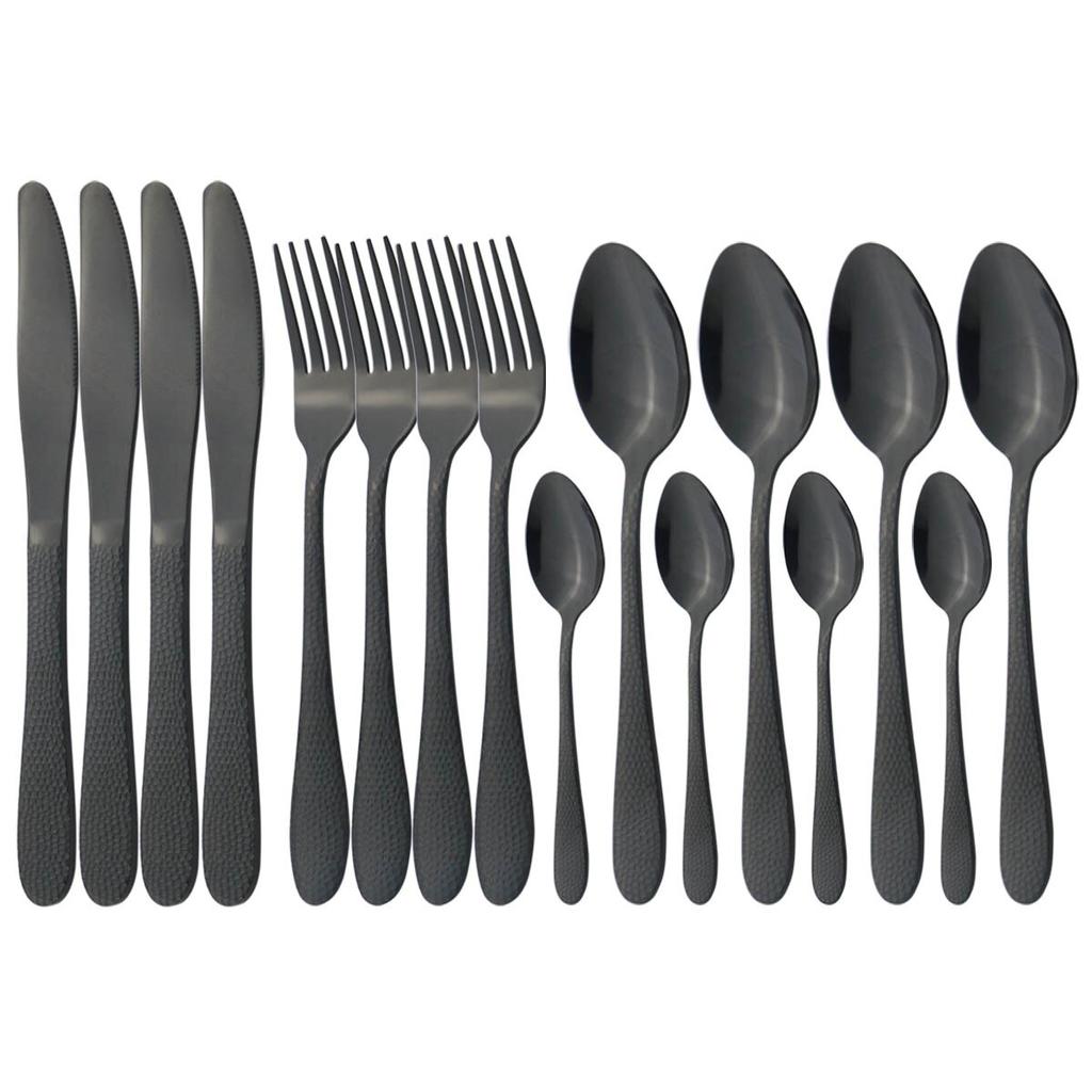 16Pcs Stainless Steel Dinnerware Set Colorful Cutlery Set Knives Fork Tea Spoon Tableware Set Kitchen Flatware Silverware Set
