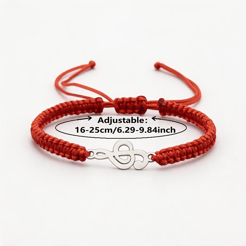 1pc Fashion Stainless Steel Music Symbol Bracelet, Hand Woven Simple Adjustable Hand Rope, Suitable for Daily Wear By Men and Women,