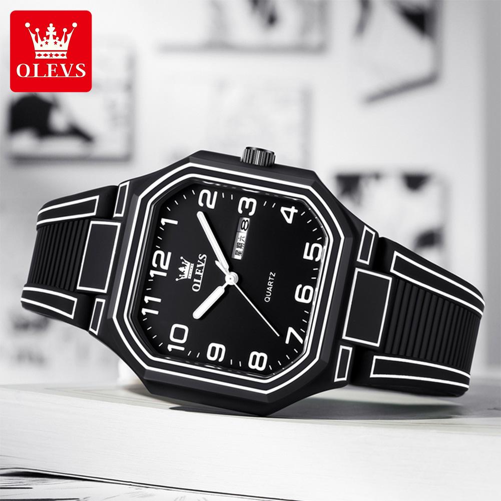 OLEVS Top Brand Luxury Mens Watches Waterproof Sports Watch Silicone Strap Comic Style Quartz Wristwatch Relogios Masculino