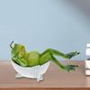 Toilet Frog Figurine Watching Phone Cartoon Frog Statue Resin Sculpture Indoor Outdoor Decoration Ornament