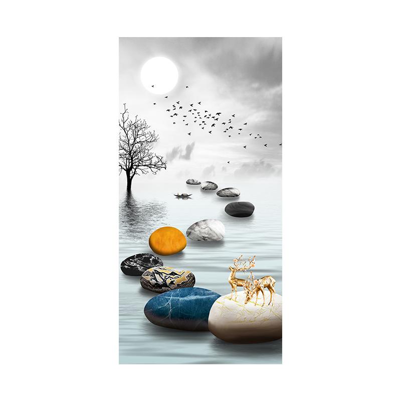 Nordic Abstract Leaf Golden Deer Posters Prints Canvas Painting Wall Art for Living Room Home Decor