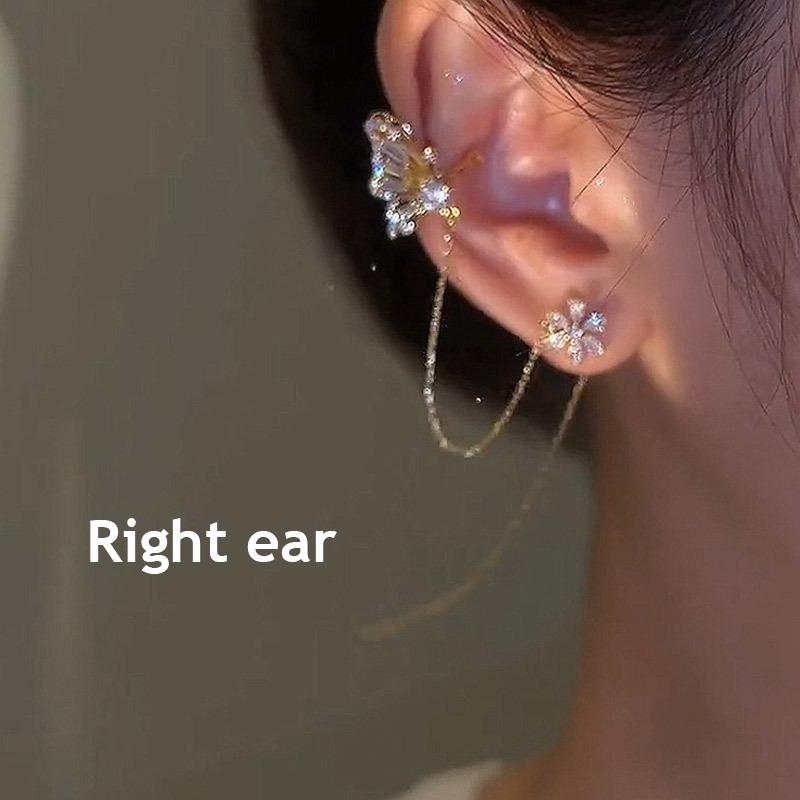 Butterfly Flower Ear Bone Clip Ear Wire Integrated Ear Clip Fashion Exquisite Women Simple Light Luxury Tassel Ear Clips Jewelry Accessories