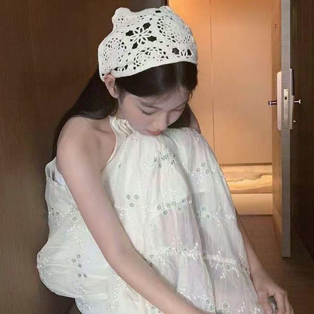 Cute Headscarf Japanese Retro Hollow Triangle Scarf Fashion Hair Accessories Women