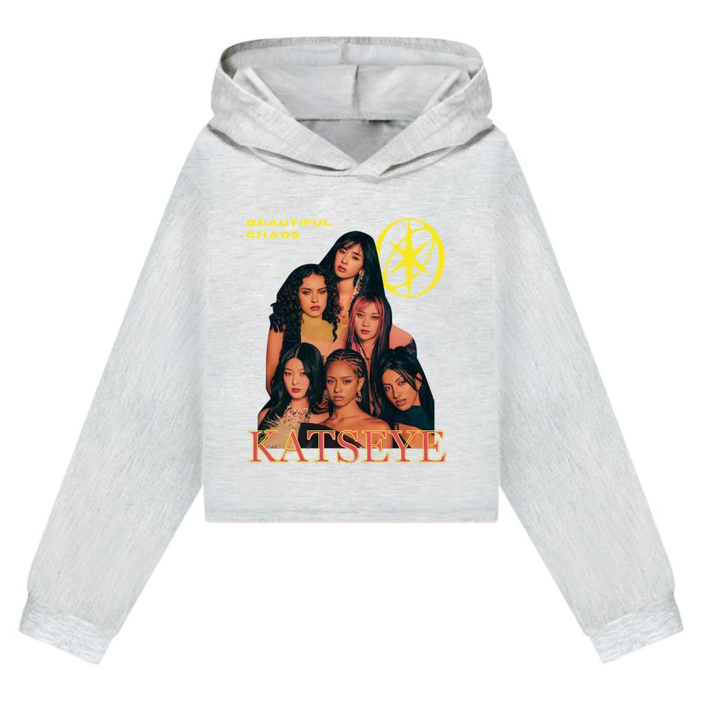 5346 Детские толстовки с длинными рукавами и принтом KATSEYE для девочек, осенне-зимние, повседневные