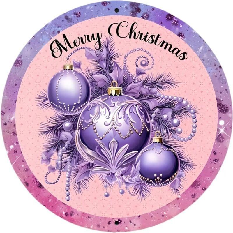 Witch Broom Halloween Sign, Round Aluminum Wall Plaque 20x20cm