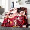 Roma Football Star Collage Print Flannel Fleece Blanket Soccer Sports Soft Warm Throw Blanket Sofa Couch Bedroom Home Decor Fan Gift