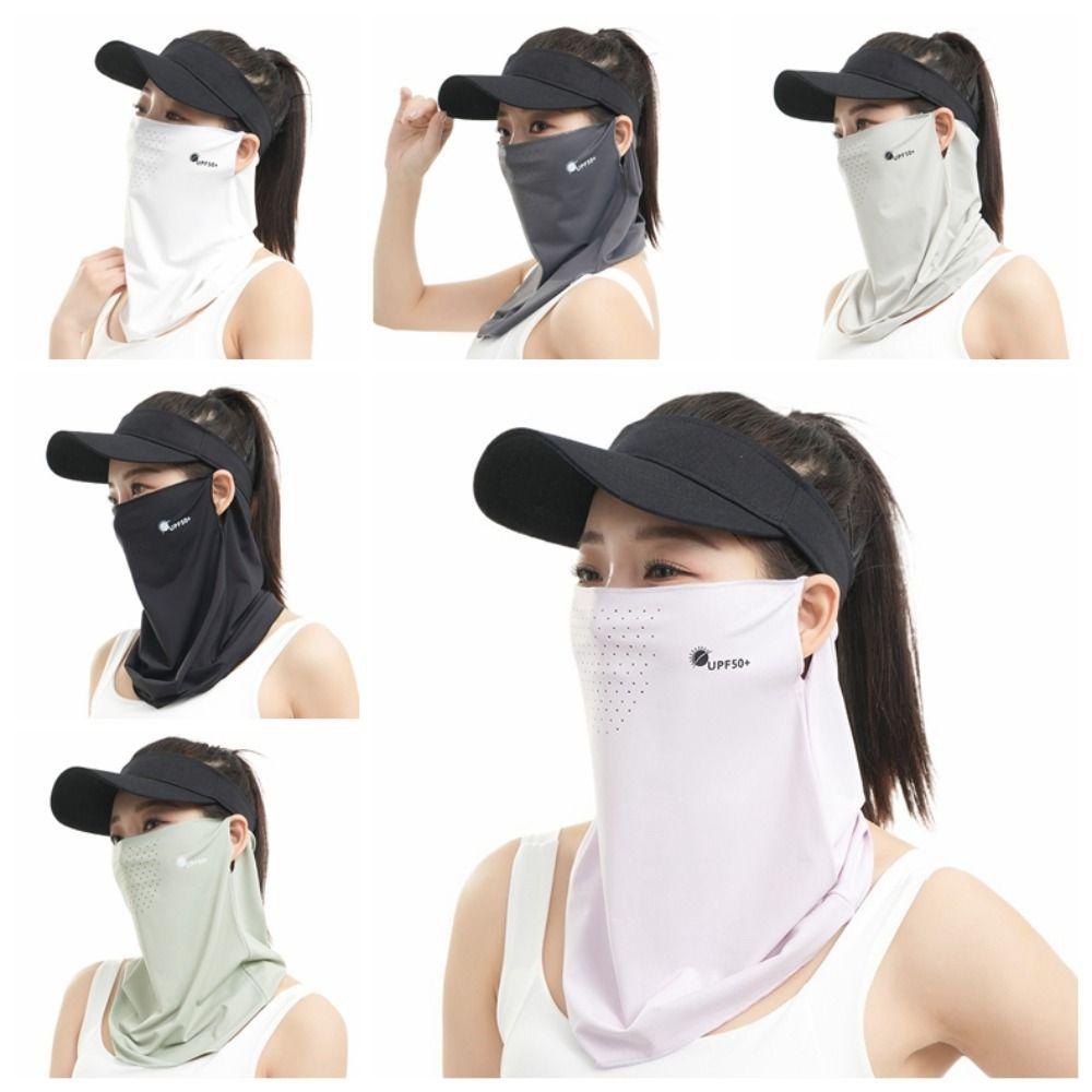 Letter Sunscreen Face Veil Breathable Neckline Face Cover Thin Summer Ice Silk Face Mask Hiking