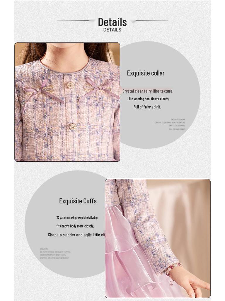 Платье принцессы с пышными рукавами для девочек - Элегантная осенне-зимняя одежда для дня рождения и вечера