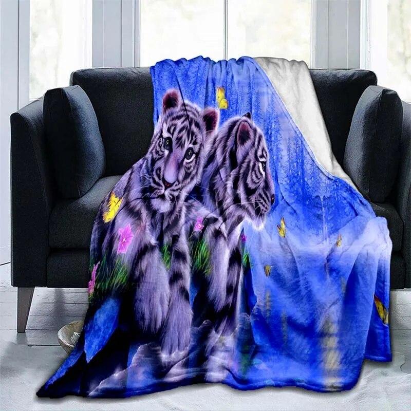 Фланелевое одеяло с рисунком тигра и животного, покрывало для дивана, мягкое теплое одеяло для взрослых, дорожное одеяло, охлаждающее одеяло