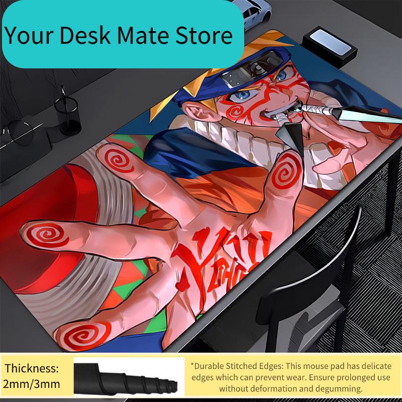 Mouse Pad Office Naruto Uzumaki Computer Keyboard Pad Carpet Large Gaming Accessories Edge White Mousepad PC Game Desk Mat Table