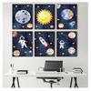 Star Rocket Wall Art Canvas Painting Nordic Posters And Prints Wall Pictures Kids Room Decor Cartoon Astronaut Sun Earth Moon