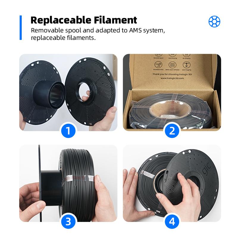 Inslogic Matte PLA Filament High Precision Matte Texture 3D Printer Filament High Quality PLA Filament
