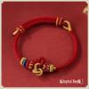 Браслет из красной нити с узлом Вэньчан, с кои и золотыми бусинами - Унисекс плетеный вручную аксессуар для студентов