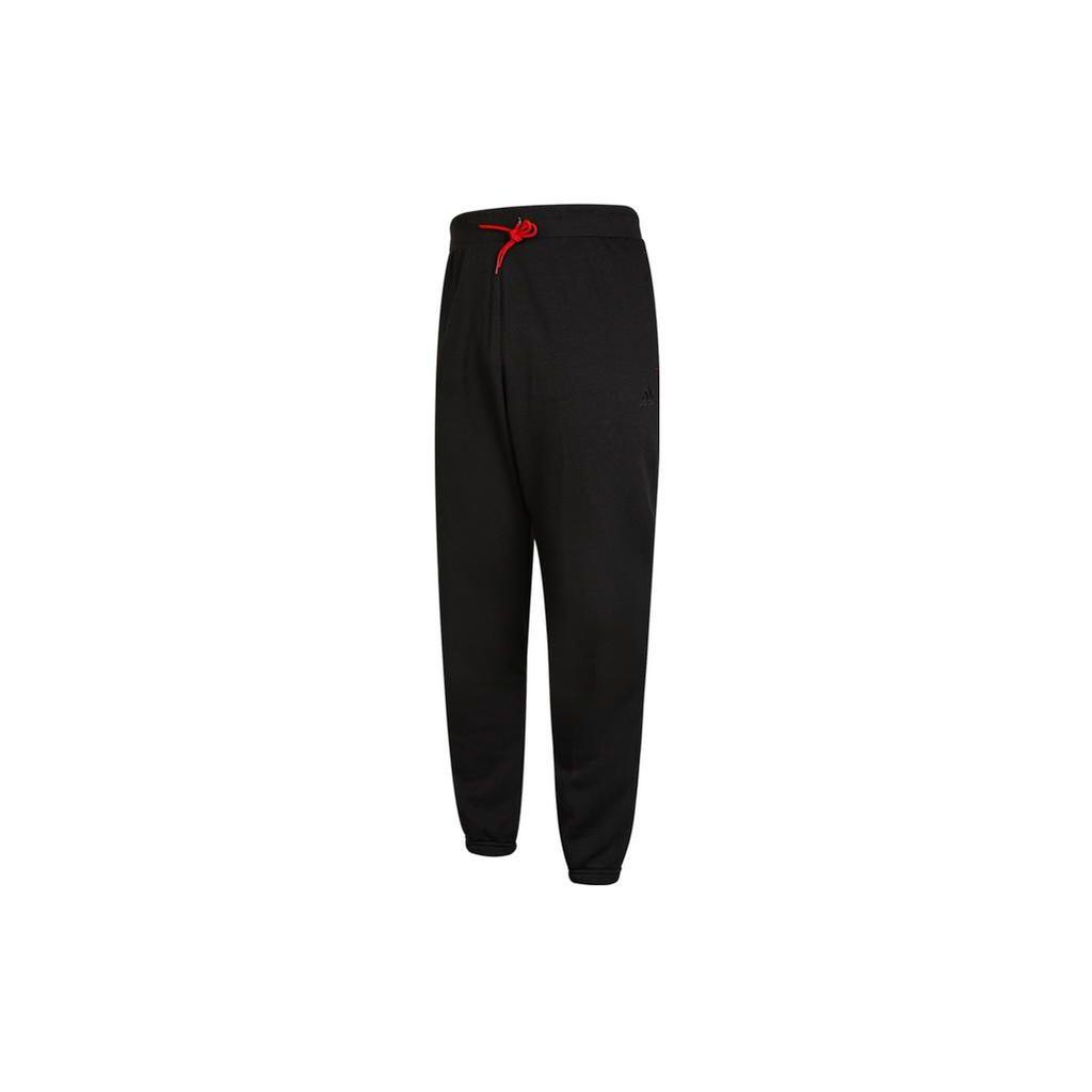 adidas Мужские брюки для бега на шнурке с вышитым логотипом, черные HH8948