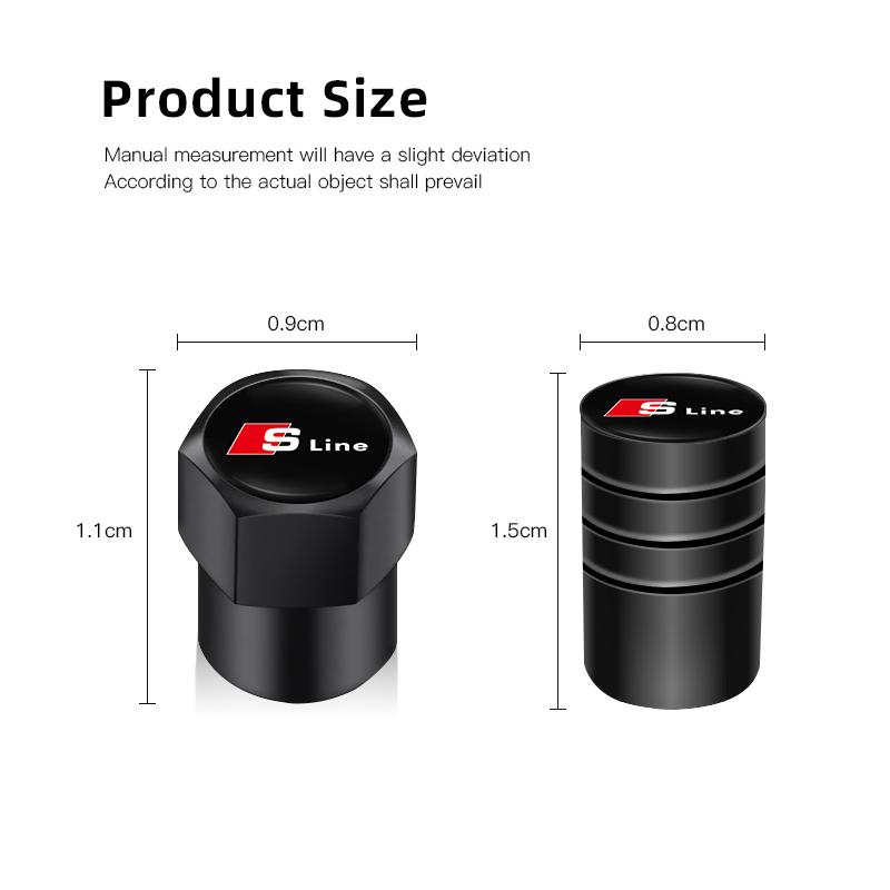 4Pcs Car Tire Valve caps Emblem metal Cap Case Accessories For 3s Sline A3 A1 A4 B8 B7 A6 C7 A5 A7 A8 B9 B6 C6 Q2 Q3 Q5 Q7 Q8s3