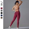 Seamless Back Cross Bra Yoga Set Women Sports Outfit High Waist Leggings Running Workout Clothes