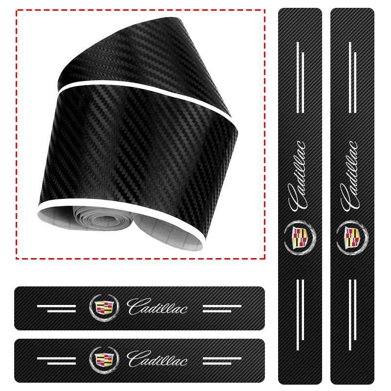 4Pcs Carbon Fiber Car Door Threshold Plate Stickers for Cadillac Escalade CTS DTS STS XTS ATS BLS SLS Deville CT5 CT6 XT5 XT6