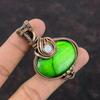 Зеленый огненный лабрадоритовый кулон, медная проволока, обернутая кулоном, радужным лунным камнем, медные украшения, кулон из драгоценного камня ручной работы, подарок для женщин