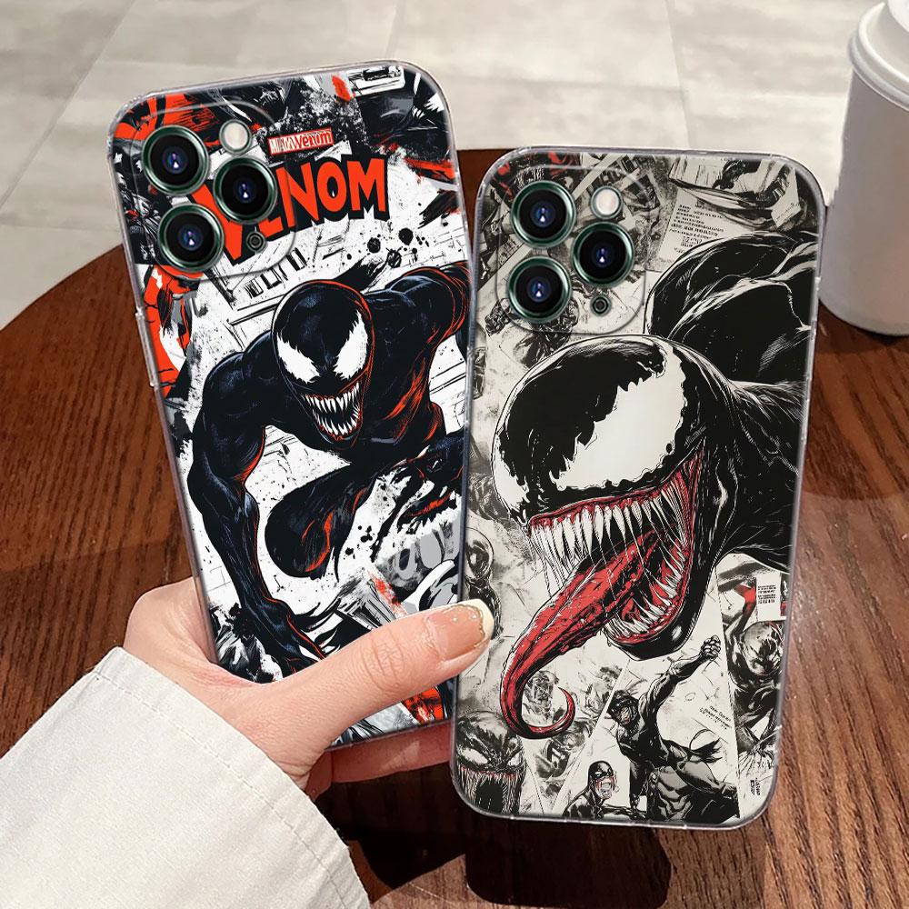 Прозрачный чехол для телефона Marvel Venom Comics для iPhone 17 Pro Max 17E 11 12 13 14 15 16 Pro Max Plus 17 Air 16E 7 XS Мягкая крышка