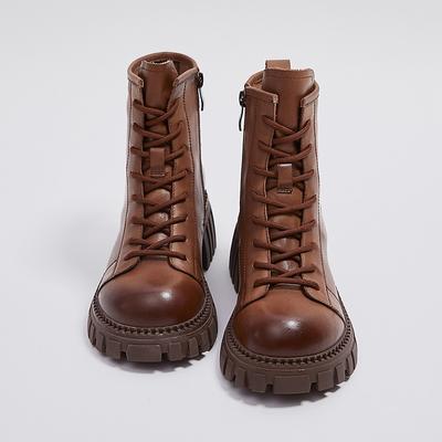 Ботинки Мартин из коровьей кожи первого слоя женские 2025 осень новые ретро британский стиль ботинки женские повседневные на платформе короткие ботинки корейские