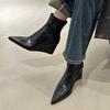 Pointed Short Boots Women's New Boots 2025 Autumn and Winter New European Beautiful Women's Boots High Heel Short Boots Wedge Heel Thin Boots