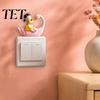 Desktop Ornament Decor 3D Resin Switch Stickers, Wall Fairy Tale Girl on Swan Decor, Bedroom Decoration Peel & Stick Light Sticker for Kids