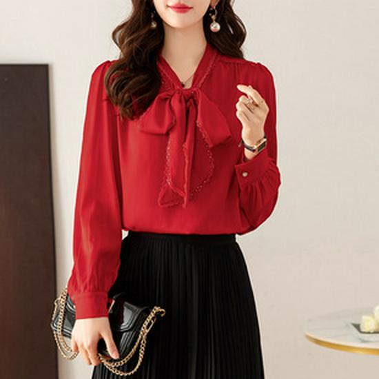 Women's 2025 Fashion Slim Fit Long Sleeve Ruffled Mulberry Silk Satin Shirt