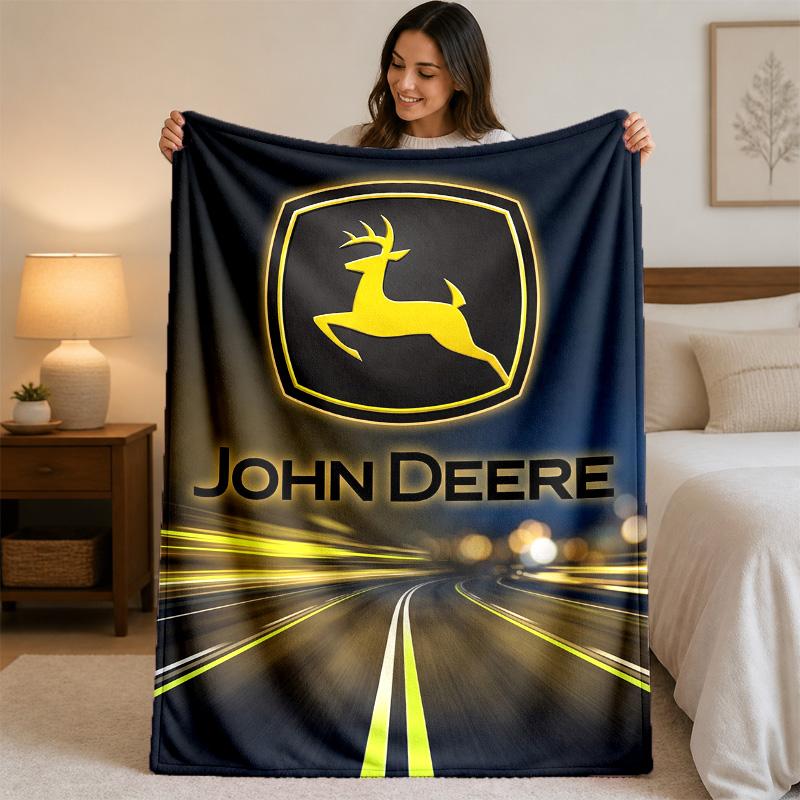 john deere Print Flannel Blanket Cozy Lightweight Plush Throw Blanket For Bed Sofa Household Use