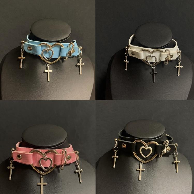 Кожаное Ожерелье Кулон Крест Ожерелье-чокер с Крестом для Женщин