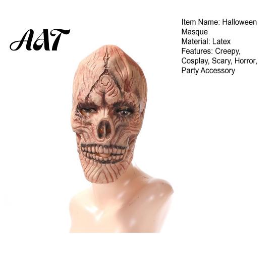 Realistic Latex Skeleton Scary Halloween Masque, Horror Full Face Masque Distressed Cracked Skull for Costume, Cosplay Party, Haunted House Prop