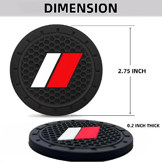 2 Pack White Red Cup Holder ert Coaster Compatible with Tacoma TRD Tundra Rav4 Highlander Camry 4Runner Accessories Anti-Slip Drink Cup Mat (Red