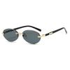 Trendy Frameless Oval Sunglasses - Hot Girl Hip-Hop Fashion Statement