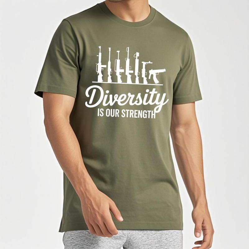 T Shirt Men Casual Round Neck Tee Casual Summer Teenagers T Shirt Diversity Is Our Strength Short Sleeve Solid Color Oneck Tops