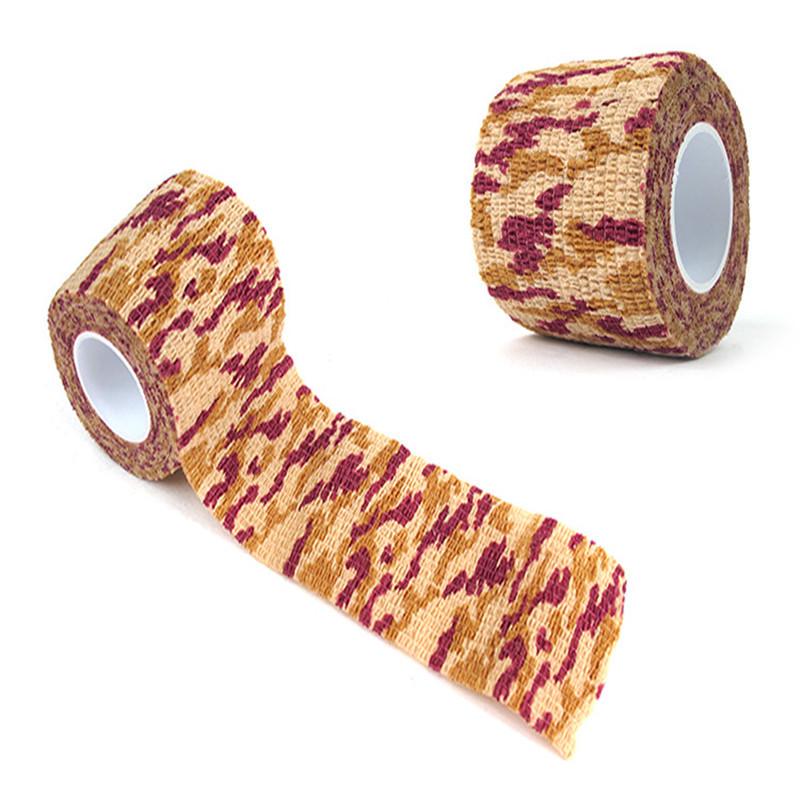 Прочная армейская камуфляжная стелс-спортивная лента 5 см x 4,5 м, водонепроницаемая водонепроницаемая нетканая тактическая повязка на рану