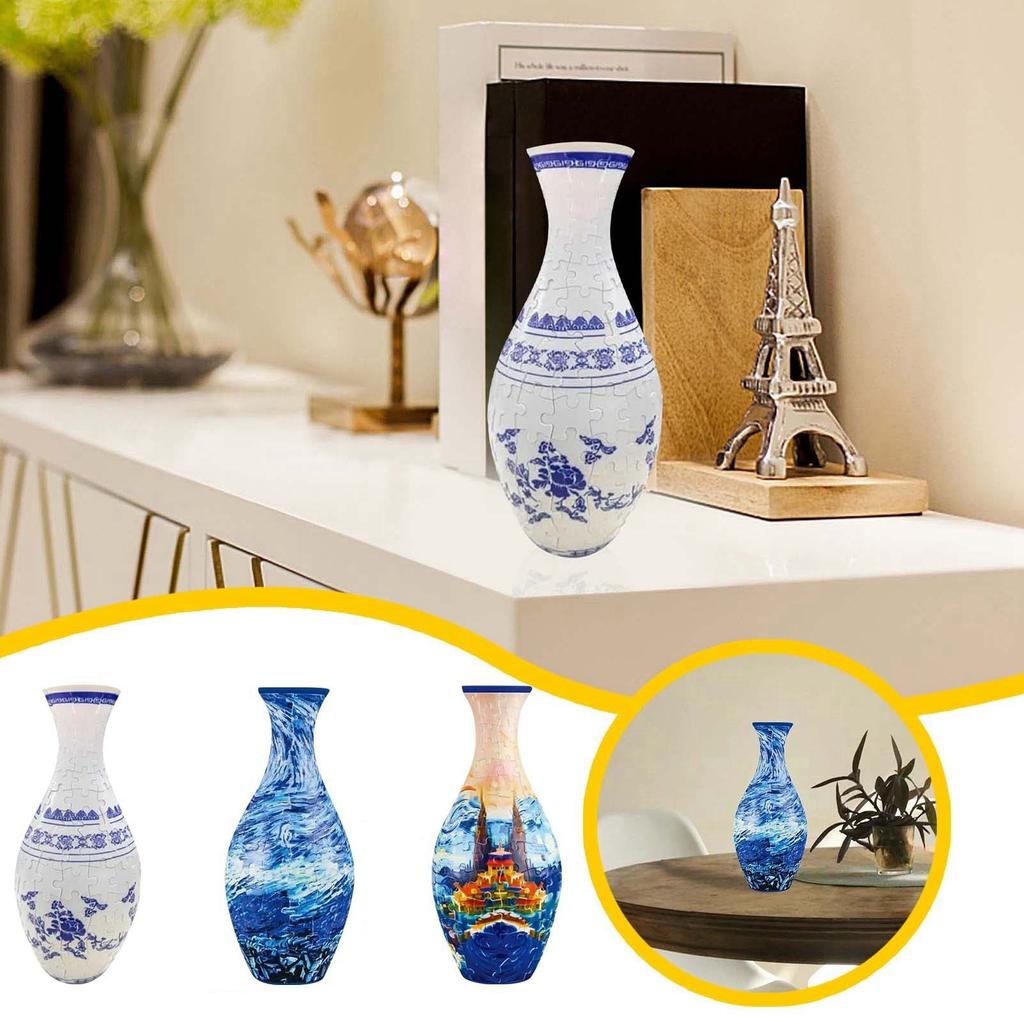 3D Puzzle Vase DIY Living Room Ornament Flower Arrangement Home Decoration Children's Birthday Toys