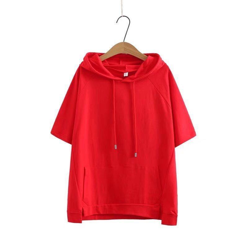 Oversize 4XL свободные толстовки женские хлопковые толстовки летние короткие рукава тонкие футболки женские повседневные пуловеры топы верхняя одежда