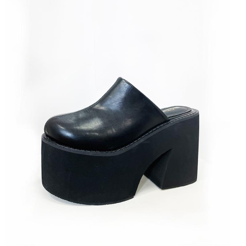 Closed Toe Platform Mules Chunky Heels Shoes Women Thick Bottom Black High Platform Slingback Daily Wear Comfortable