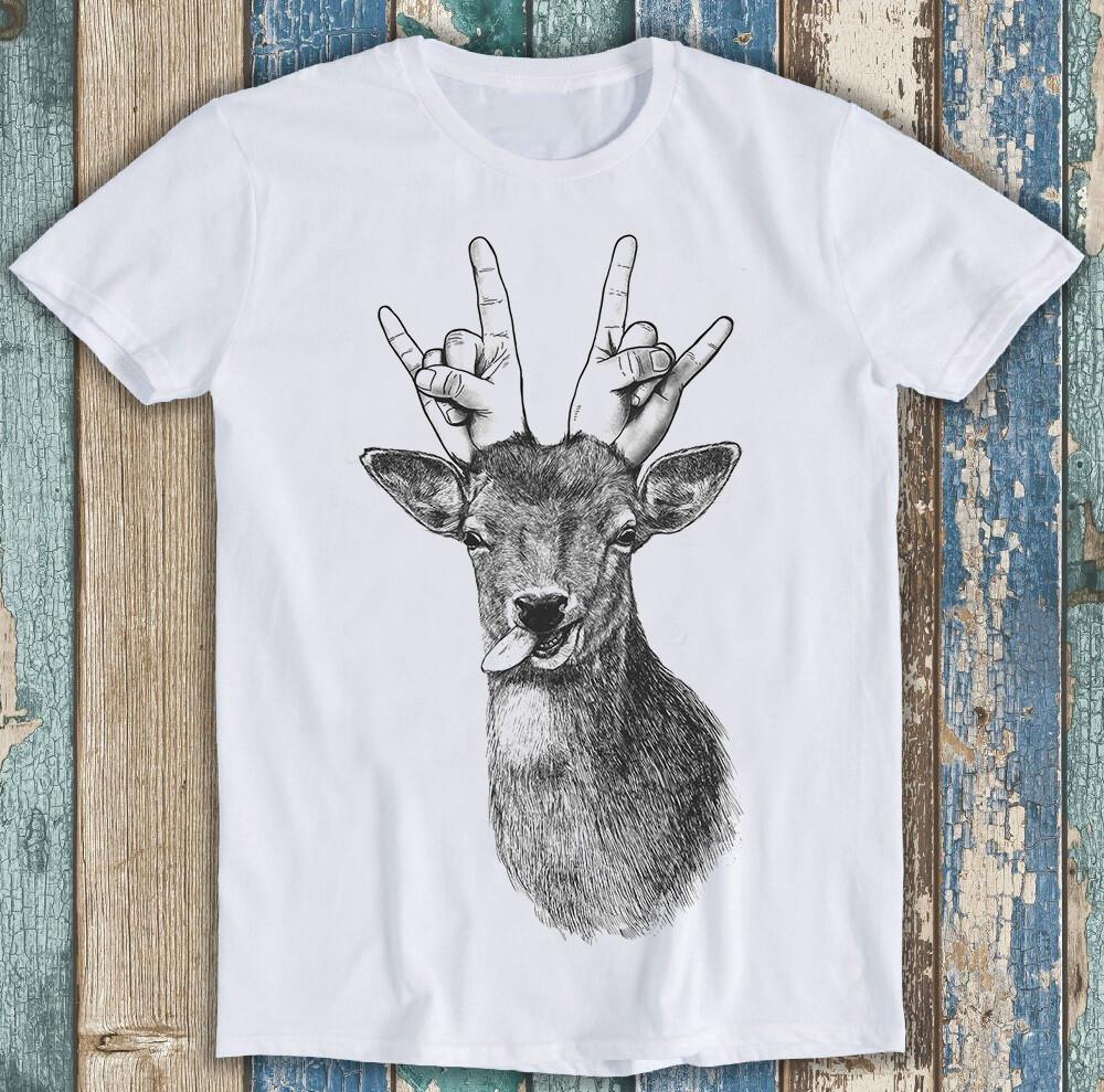 Party Deer Heavy Metal Sense Of Humor Funny Gift Tee T Shirt M1522