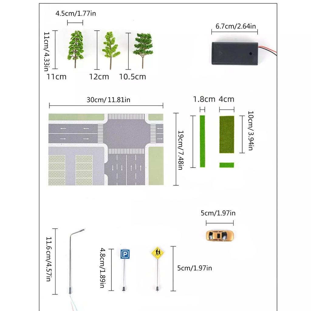 Светодиодное освещение Модель пейзажа парковки автомобиля Игрушка Диорама Городская дорожная сцена Модельные наборы 1:87 Модель ландшафта песочного стола
