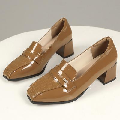 Весна 2024 Классика Женские туфли-лодочки Мода Слипоны Туфли Мэри Джейн Женские Элегантные Толстый Высокий Каблук Квадратный Носок Одинарные Туфли