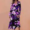 Women's Spring And Autumn Casual Fashion V-neck Long Sleeve Floral Printed Long Dresses