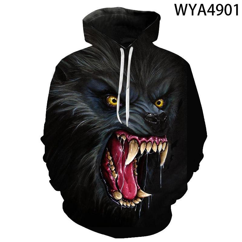 Животный узор Howl Wolf 3D Printing Hoodie Мужские толстовки Женские пальто Зимние толстовки Oversize Top