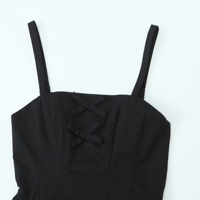 Fashion Style 2024 Autumn New Women's Clothing Easiest for Match Bowknot Decoration Sling Midi Skirt Dress 4764806