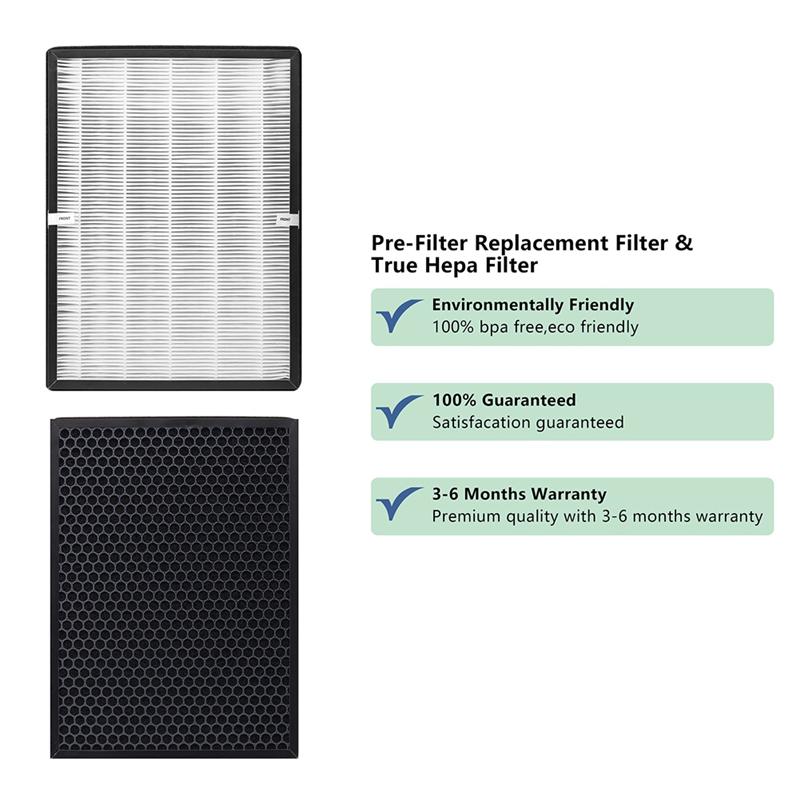 2PCS TTAP003 Replacement Filter for TaoTronics TT-AP003 Air Purifiers H13 Grade True HEPA and Activated Carbon Filter