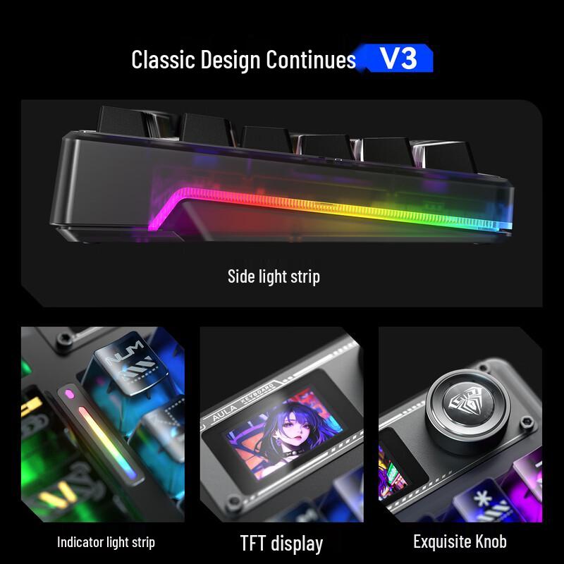 AULA F98Pro V3 Кастомная прозрачная механическая клавиатура