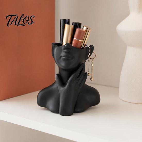 Talos 3D-печатная скульптура лица, подставка для ручек, эстетичная настольная организация, вместительная чашка-держатель для кистей для макияжа на стол, водонепроницаемое хранилище для портретов