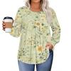 Womens Plus Size Tops Long Sleeve Shirts Round Neck Flowy Tunic Casual Loose Blouse L-5X